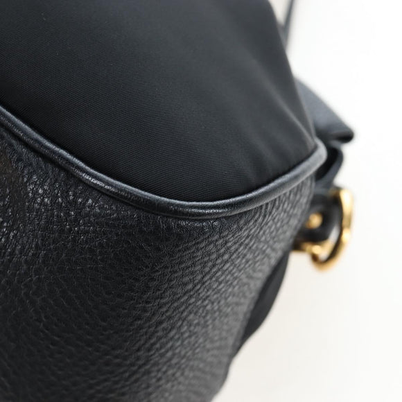 PRADA Hand Bag Nylon Leather 2way Black Gold Auth 191870V
