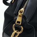 PRADA Hand Bag Nylon Leather 2way Black Gold Auth 191870V-21