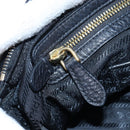 PRADA Hand Bag Nylon Leather 2way Black Gold Auth 191870V-25