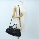PRADA Hand Bag Nylon Leather 2way Black Gold Auth 191870V-27
