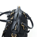 PRADA Hand Bag Nylon Leather 2way Black Gold Auth 191870V-6
