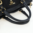 PRADA Hand Bag Nylon Leather 2way Black Gold Auth 191870V-7