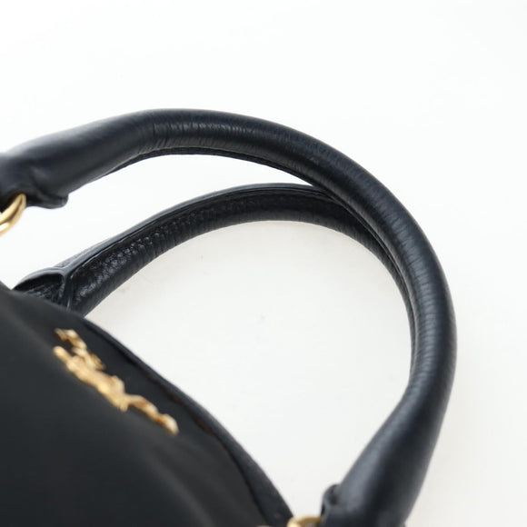 PRADA Hand Bag Nylon Leather 2way Black Gold Auth 191870V