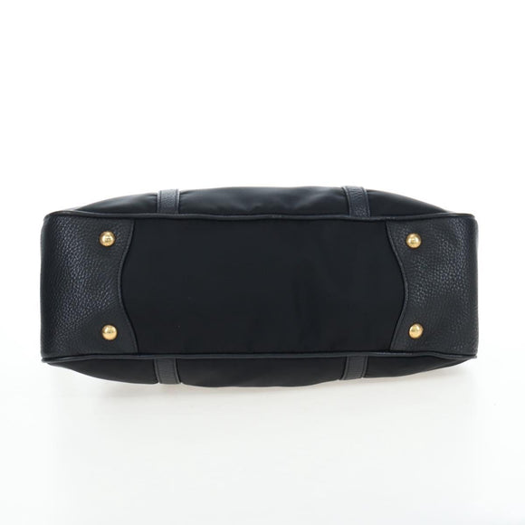 PRADA Hand Bag Nylon Leather 2way Black Gold Auth 191870V