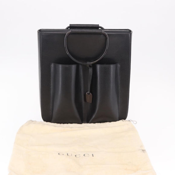 GUCCI Hand Bag Leather Black Silver 002 1118 0462 Auth 191886