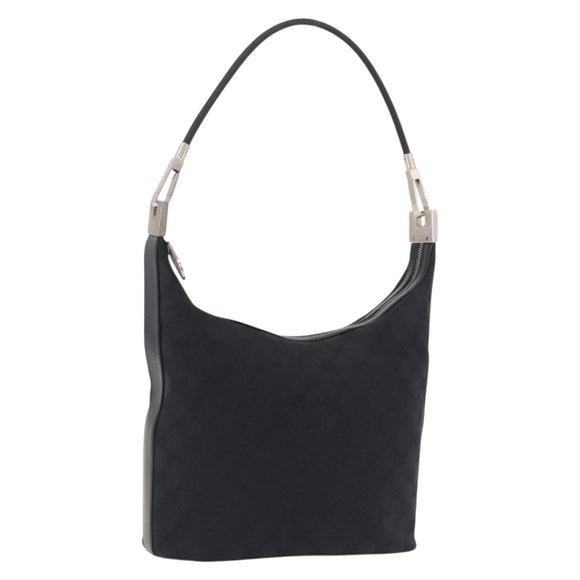 GUCCI GG Canvas Shoulder Bag Black Silver 001 3814 Auth 191887