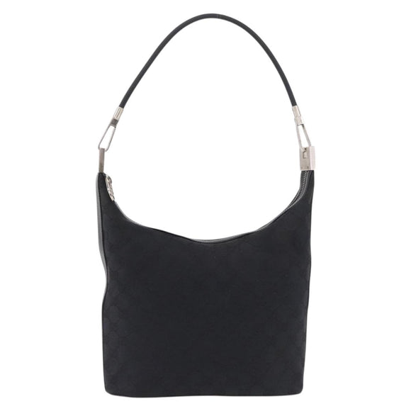 GUCCI GG Canvas Shoulder Bag Black Silver 001 3814 Auth 191887
