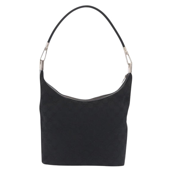 GUCCI GG Canvas Shoulder Bag Black Silver 001 3814 Auth 191887