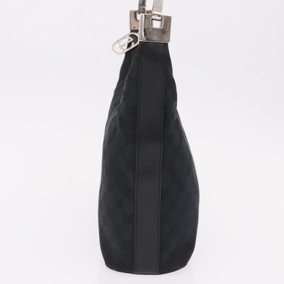 GUCCI GG Canvas Shoulder Bag Black Silver 001 3814 Auth 191887