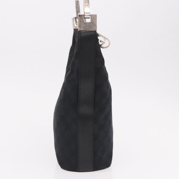 GUCCI GG Canvas Shoulder Bag Black Silver 001 3814 Auth 191887