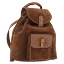 GUCCI Bamboo Backpack Suede Brown Gold 003 1705 0030 Auth 191888-1