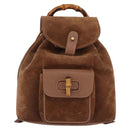 GUCCI Bamboo Backpack Suede Brown Gold 003 1705 0030 Auth 191888-2
