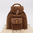 GUCCI Bamboo Backpack Suede Brown Gold 003 1705 0030 Auth 191888-26