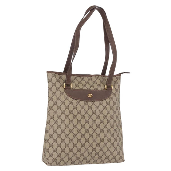 GUCCI GG Supreme Tote Bag PVC Leather Beige Gold 002 123 6130 Auth 191891