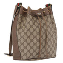 GUCCI GG Supreme Web Sherry Line Bag PVC Beige Gold 41 02 034 Auth 191896-1