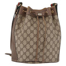 GUCCI GG Supreme Web Sherry Line Bag PVC Beige Gold 41 02 034 Auth 191896-13