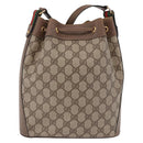 GUCCI GG Supreme Web Sherry Line Bag PVC Beige Gold 41 02 034 Auth 191896-2