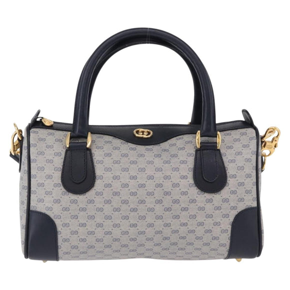 GUCCI GG Supreme Boston Bag PVC 2way Navy Gold 002 39 0269 Auth 191897