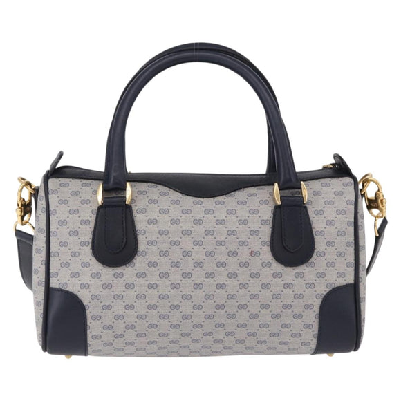 GUCCI GG Supreme Boston Bag PVC 2way Navy Gold 002 39 0269 Auth 191897
