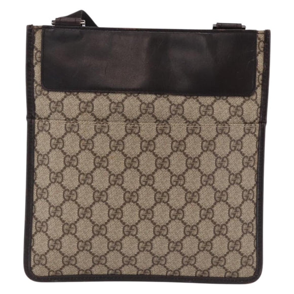 GUCCI GG Supreme Shoulder Bag PVC Beige Silver 27639 Auth 191898