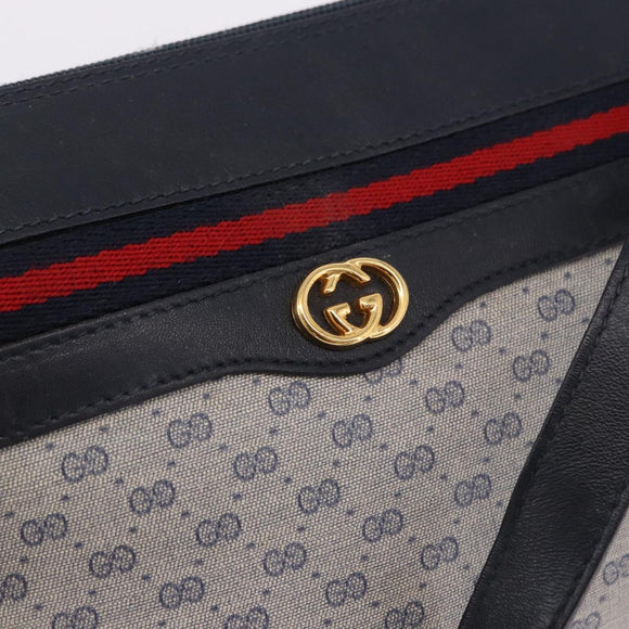 GUCCI Micro GG Supreme Sherry Line Bag PVC Navy Gold 001 58 0918 Auth 191899