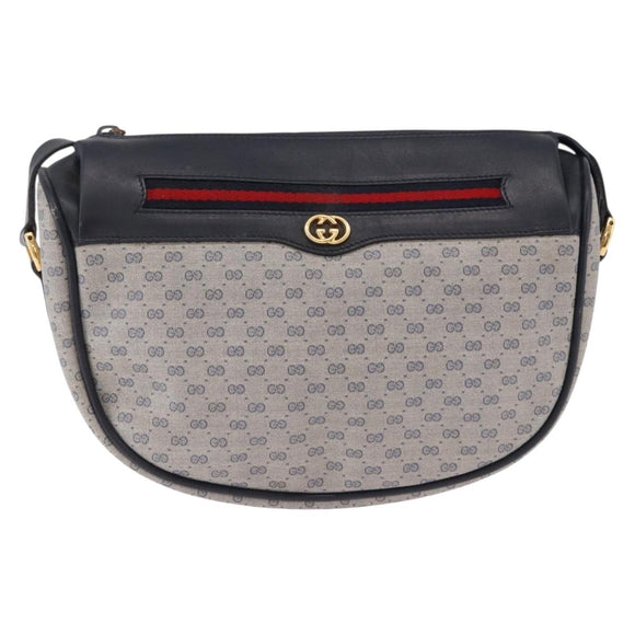 GUCCI Micro GG Supreme Sherry Line Bag PVC Navy Gold 001 58 0918 Auth 191899