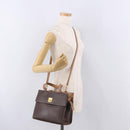 CELINE Macadam Canvas Hand Bag PVC Leather 2way Brown Gold Auth 191900-24