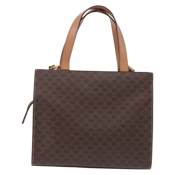 CELINE Macadam Canvas Hand Bag PVC Leather 2way Brown Gold Auth 191900