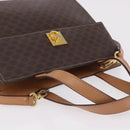 CELINE Macadam Canvas Hand Bag PVC Leather 2way Brown Gold Auth 191900-6