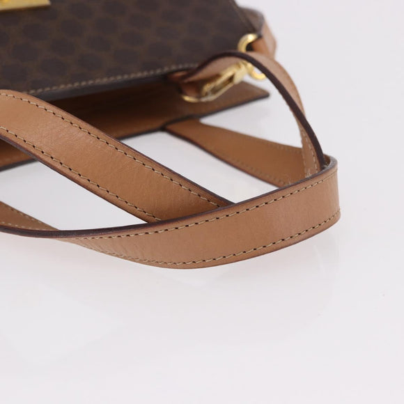 CELINE Macadam Canvas Hand Bag PVC Leather 2way Brown Gold Auth 191900