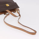CELINE Macadam Canvas Hand Bag PVC Leather 2way Brown Gold Auth 191900-8