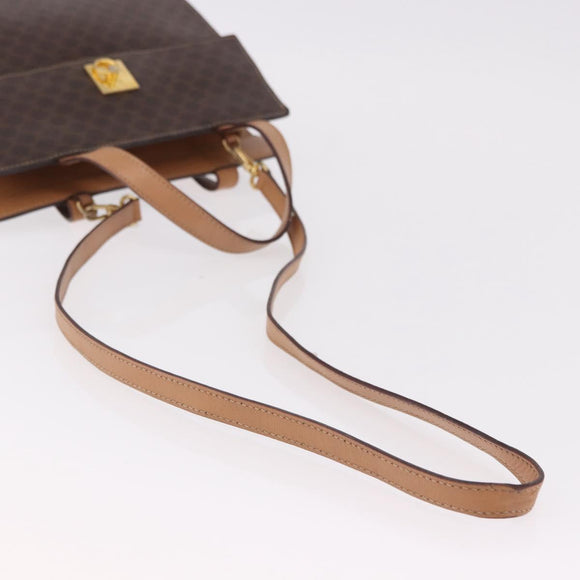 CELINE Macadam Canvas Hand Bag PVC Leather 2way Brown Gold Auth 191900