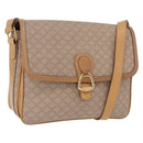 CELINE Macadam Canvas Shoulder Bag Beige Gold Auth 191901-1