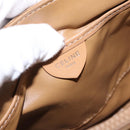 CELINE Macadam Canvas Shoulder Bag Beige Gold Auth 191901-21