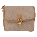 CELINE Macadam Canvas Shoulder Bag Beige Gold Auth 191901-13