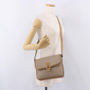 CELINE Macadam Canvas Shoulder Bag Beige Gold Auth 191901-29
