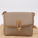 CELINE Macadam Canvas Shoulder Bag Beige Gold Auth 191901-12