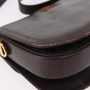 GUCCI Web Sherry Line Shoulder Bag Leather Brown Gold Auth 191902-15
