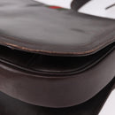 GUCCI Web Sherry Line Shoulder Bag Leather Brown Gold Auth 191902-16