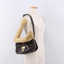 GUCCI Web Sherry Line Shoulder Bag Leather Brown Gold Auth 191902-27