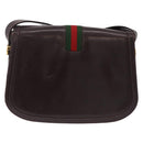 GUCCI Web Sherry Line Shoulder Bag Leather Brown Gold Auth 191902-2