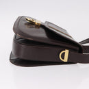GUCCI Web Sherry Line Shoulder Bag Leather Brown Gold Auth 191902-3