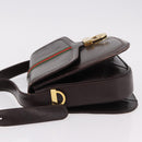GUCCI Web Sherry Line Shoulder Bag Leather Brown Gold Auth 191902-4