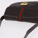 GUCCI Web Sherry Line Shoulder Bag Leather Brown Gold Auth 191902-6