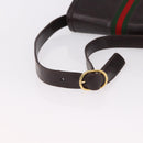 GUCCI Web Sherry Line Shoulder Bag Leather Brown Gold Auth 191902-7