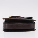 GUCCI Web Sherry Line Shoulder Bag Leather Brown Gold Auth 191902-5