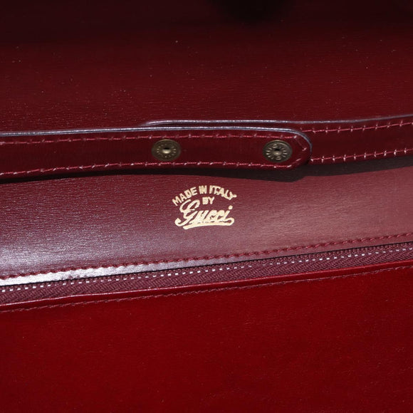 GUCCI Shoulder Bag Leather Bordeaux Gold Auth 191903