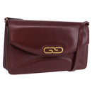 GUCCI Shoulder Bag Leather Bordeaux Gold Auth 191903-1