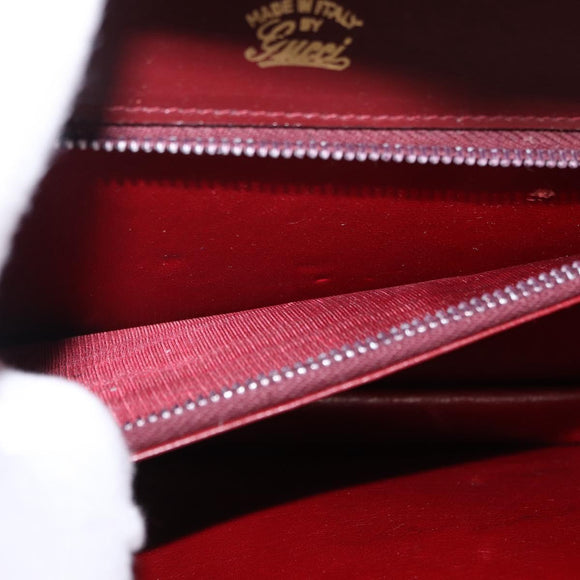 GUCCI Shoulder Bag Leather Bordeaux Gold Auth 191903