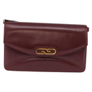GUCCI Shoulder Bag Leather Bordeaux Gold Auth 191903-13